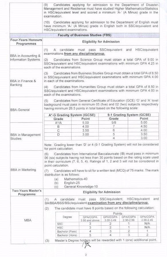 BUP Admission Circular 2025 2